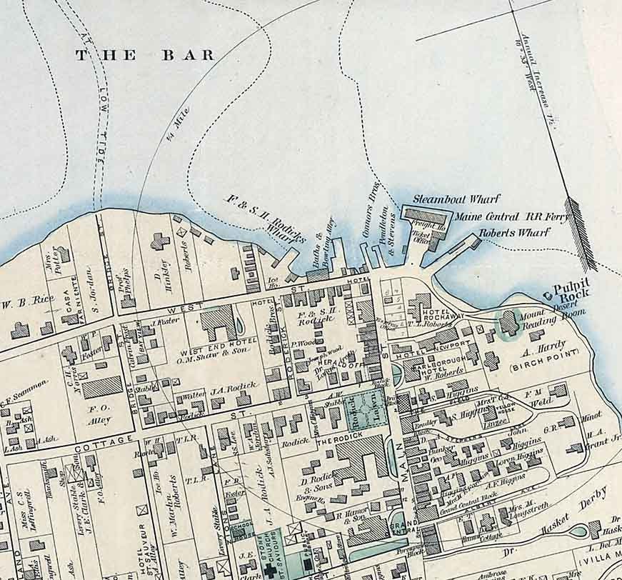 1887 Map of Bar Harbor Mount Desert Island Maine