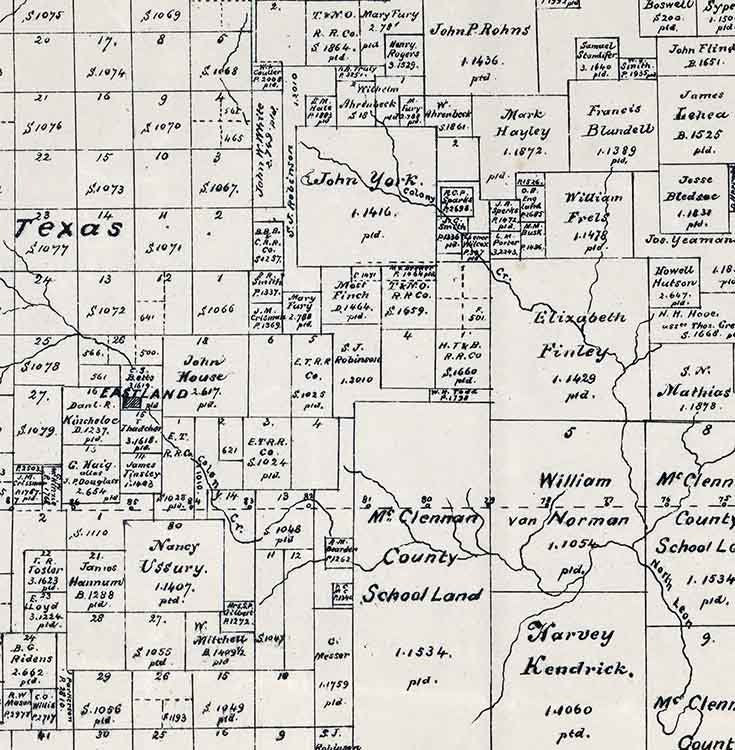 1879 Farm Line Map of Eastland County Texas