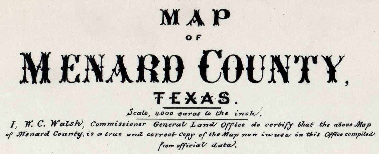 1879 Farm Line Map of Menard County Texas