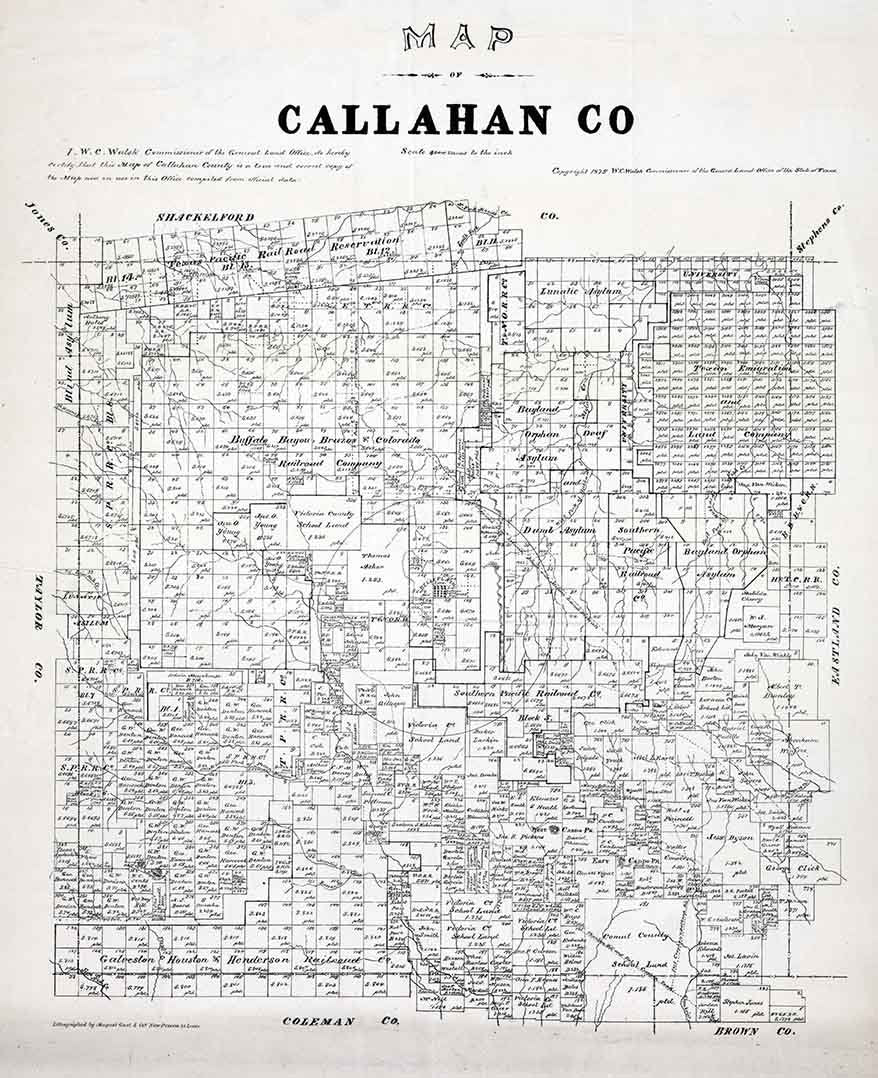 1880 Farm Line Map of Callahan County Texas