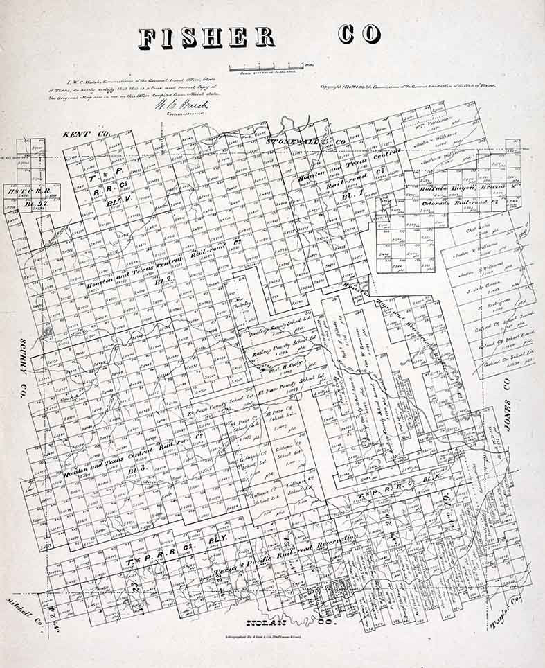 1880 Farm Line Map of Fisher County Texas