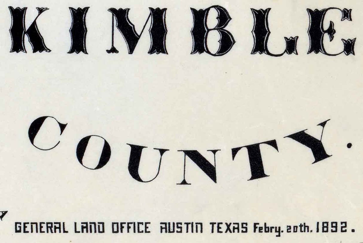 1892 Farm Line Map of Kimble County Texas