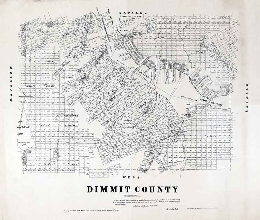 1877 Farm Line Map of Dimmit County Texas – Genealogical Surveyor