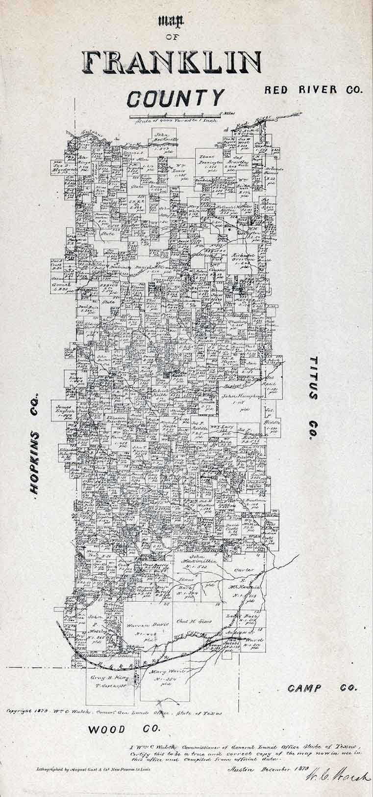 1879 Farm Line Map of Franklin County Texas