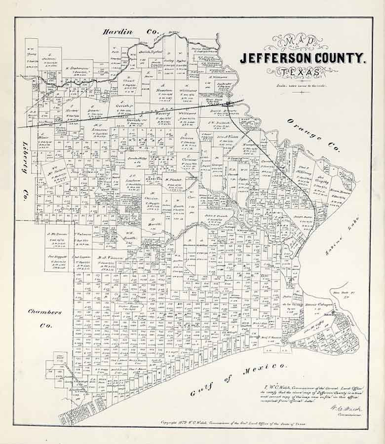 1879 Farm Line Map of Jefferson County Texas