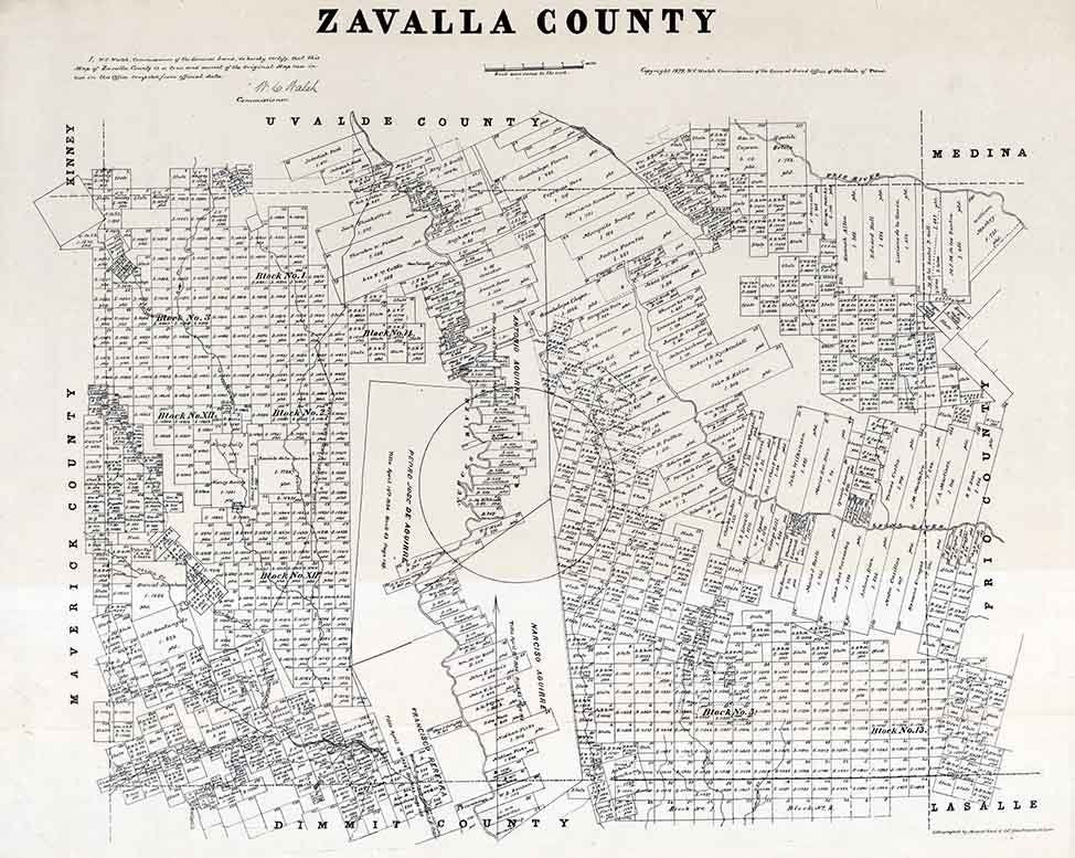 1879 Farm Line Map of Zavala County Texas