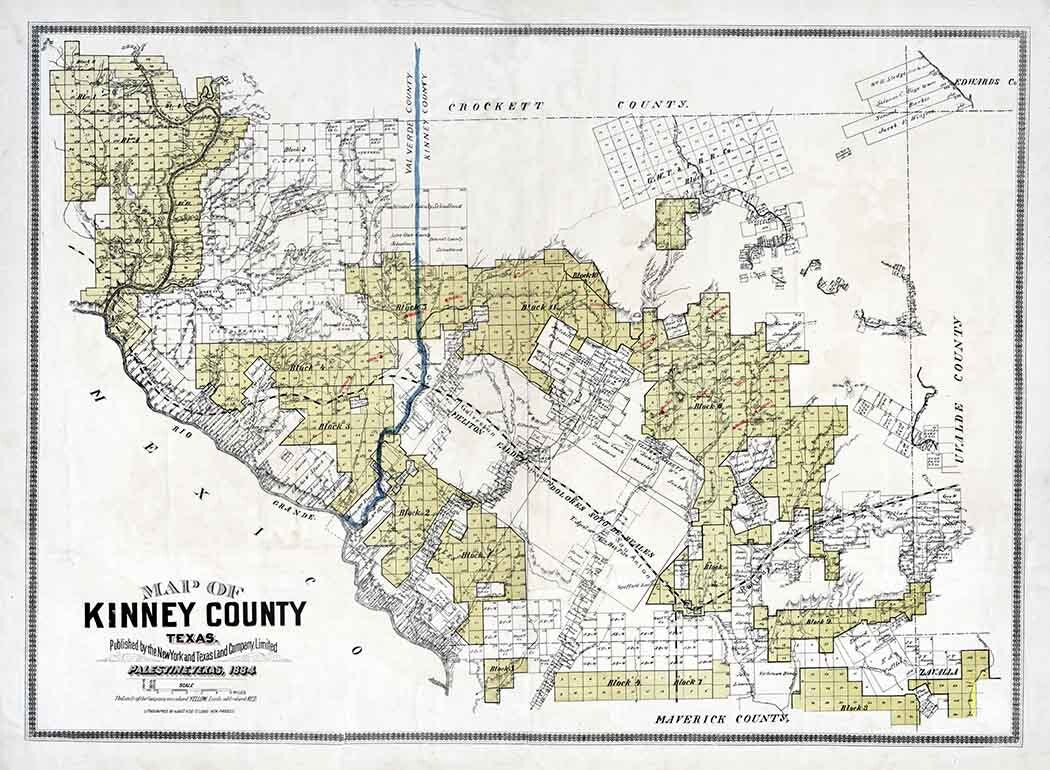 1884 Farm Line Map of Kinney County Texas