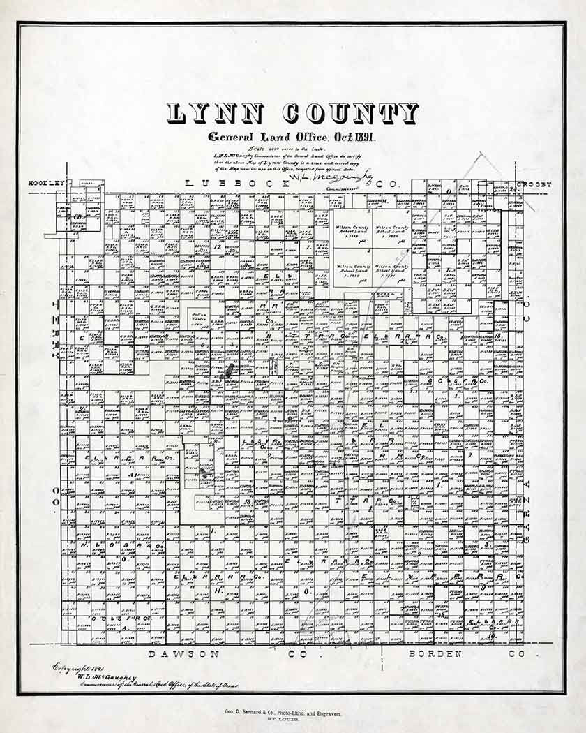 1891 Farm Line Map of Lynn County Texas