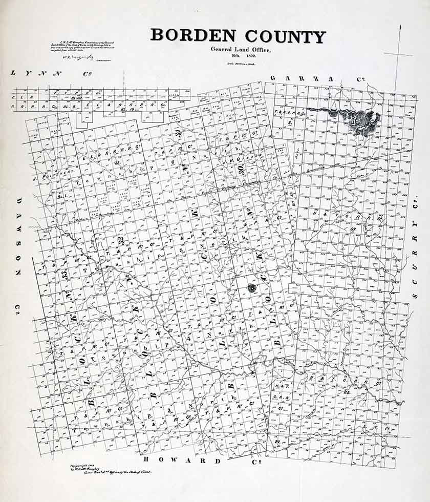 1892 Farm Line Map of Borden County Texas