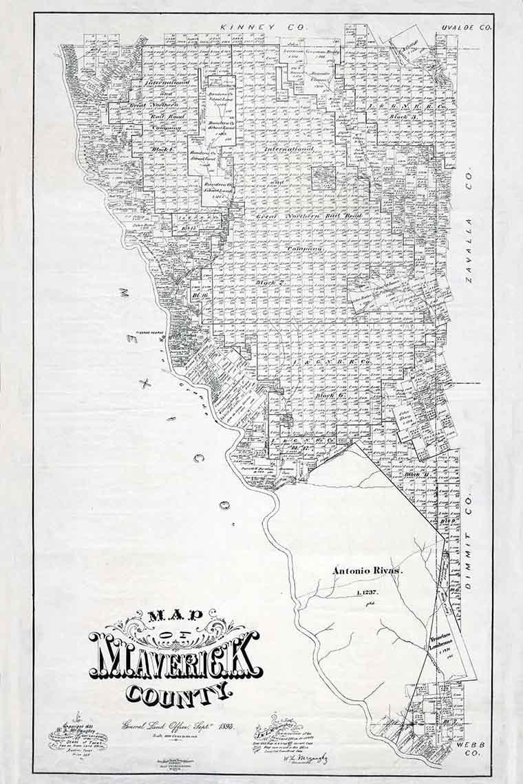 1893 Farm Line Map of Maverick County Texas