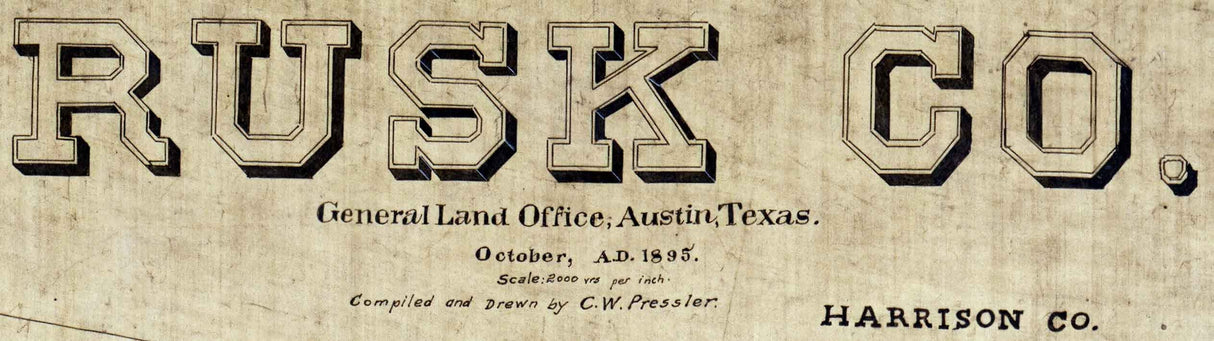 1895 Farm Line Map of Rusk County Texas