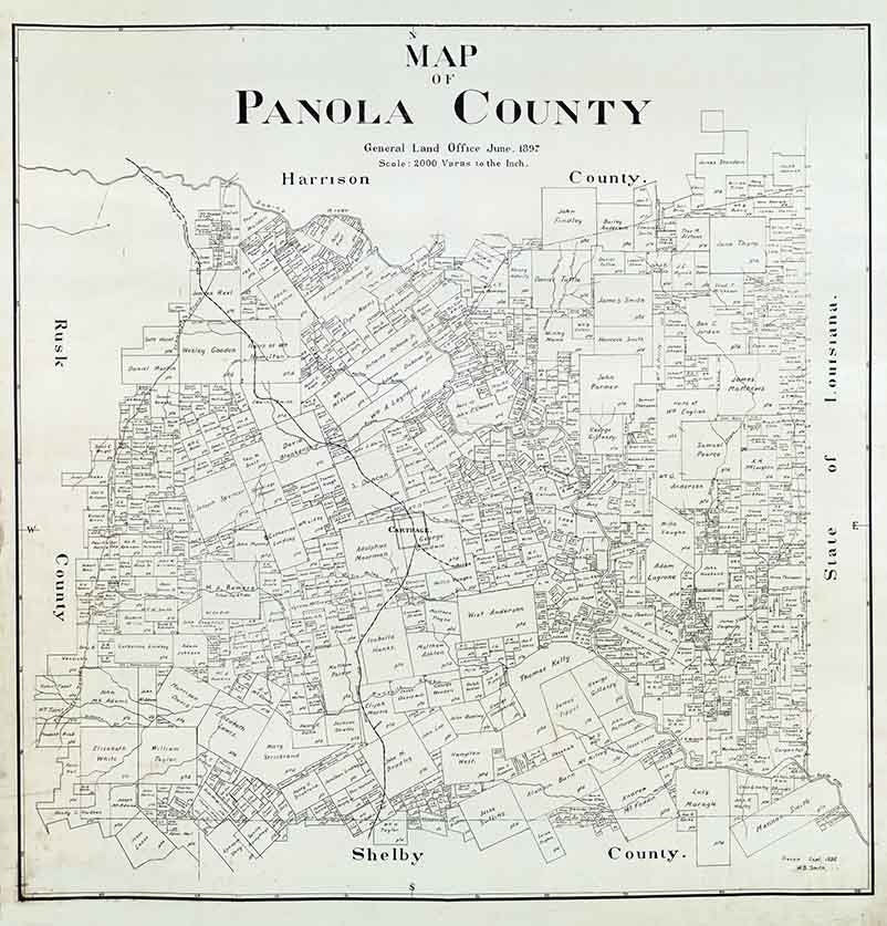 1897 Farm Line Map of Panola County Texas