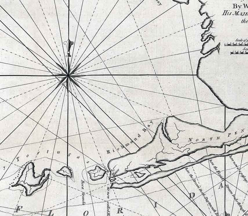 1772 Map of Southern Florida The Ancient Tegesta Keys Miami