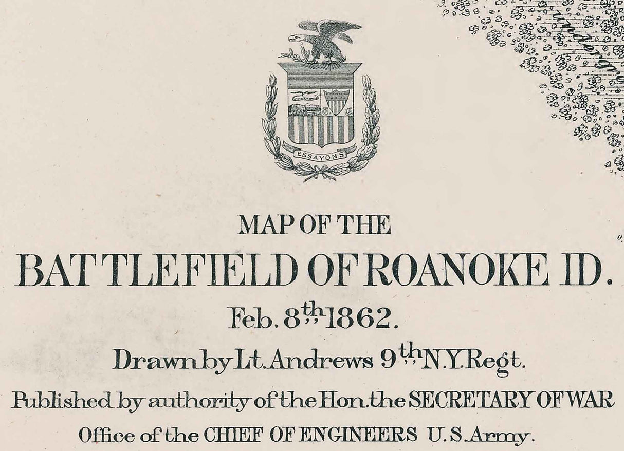 1862 Map of the Battlefield of Roanoke North Carolina