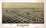 1890 Panoramic Map of Clarendon Donley County Texas