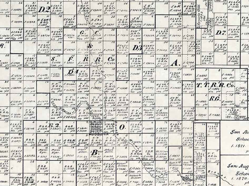 1892 Farm Line Map of Lubbock County Texas