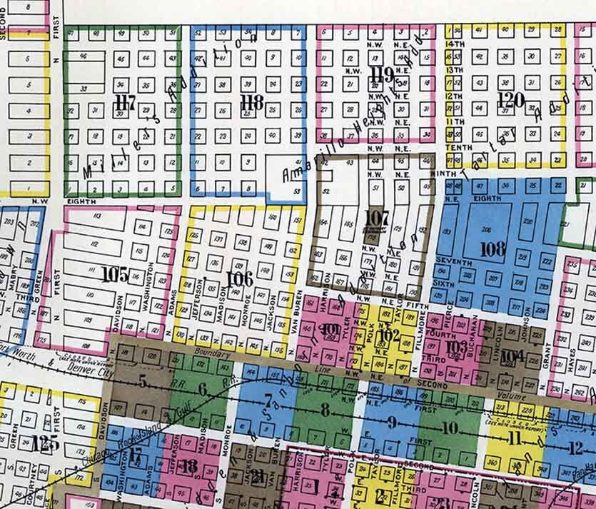 1921 Map of Amarillo Potter County Texas