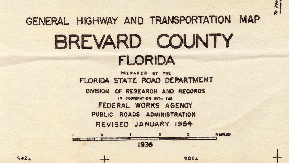 1954 Map of Brevard County Florida