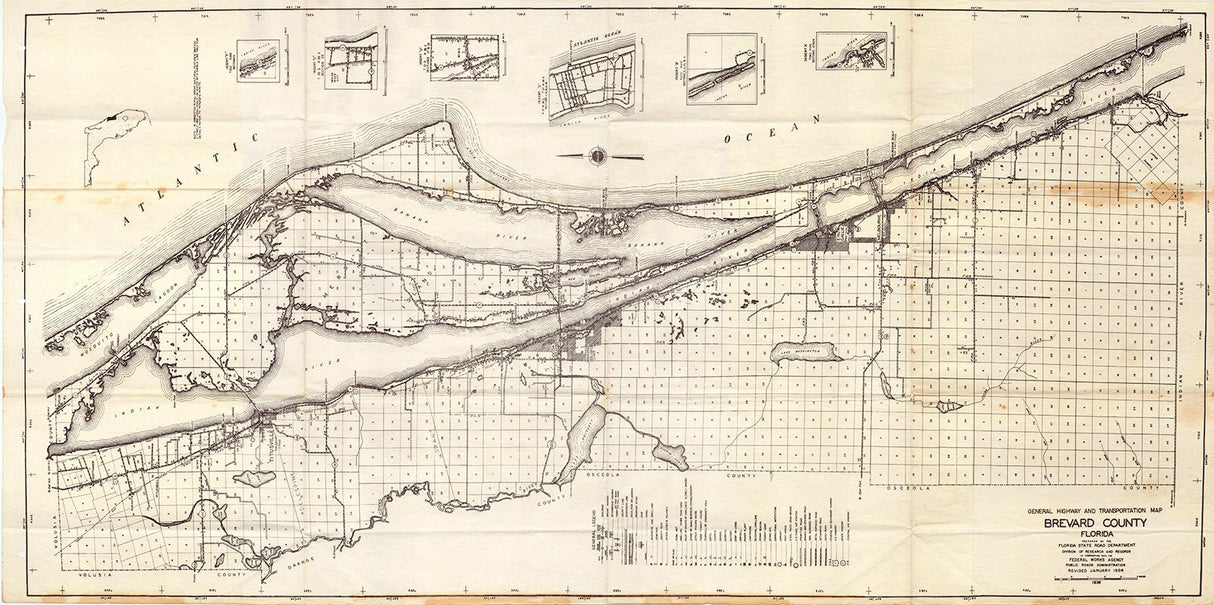 1954 Map of Brevard County Florida