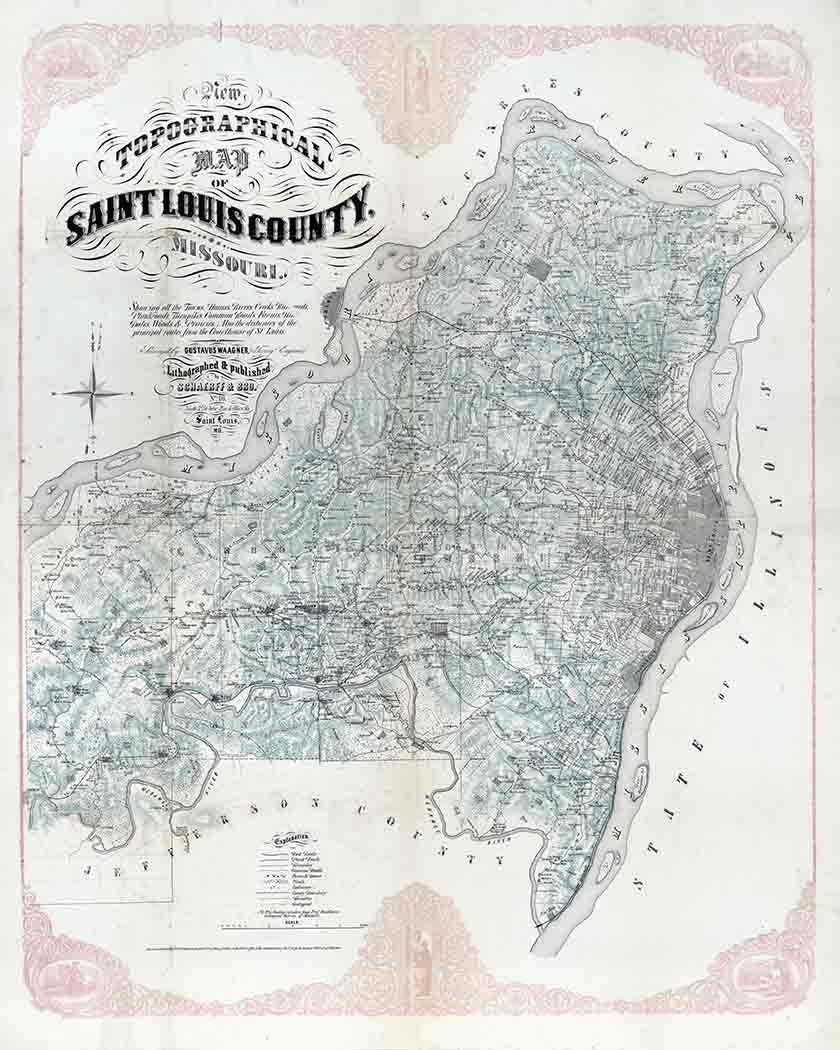 1857 Topo Map of Saint Louis County Missouri