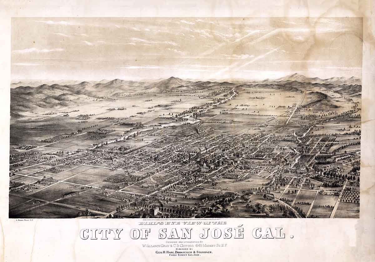 1869 Panoramic Map of San Jose California