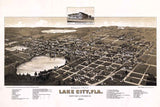 1885 Panoramic Map of Lake City Florida