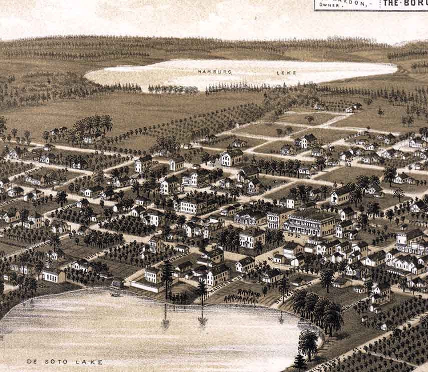 1885 Panoramic Map of Lake City Florida