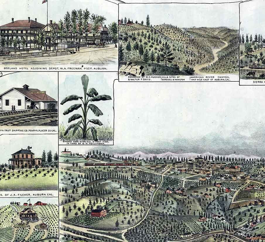 1887 Panoramic Map of Auburn California