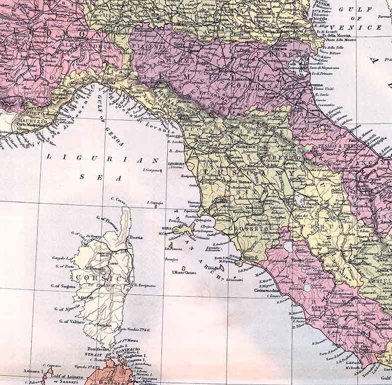 1890 Map of Italy