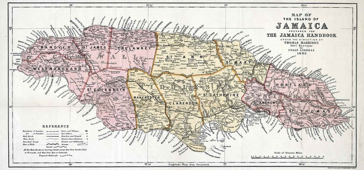 1893 Map of Jamaica