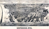 1893 Panoramic Map of Superior Wisconsin