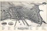 1897 Panoramic Map of Marquette Michigan Lake Superior