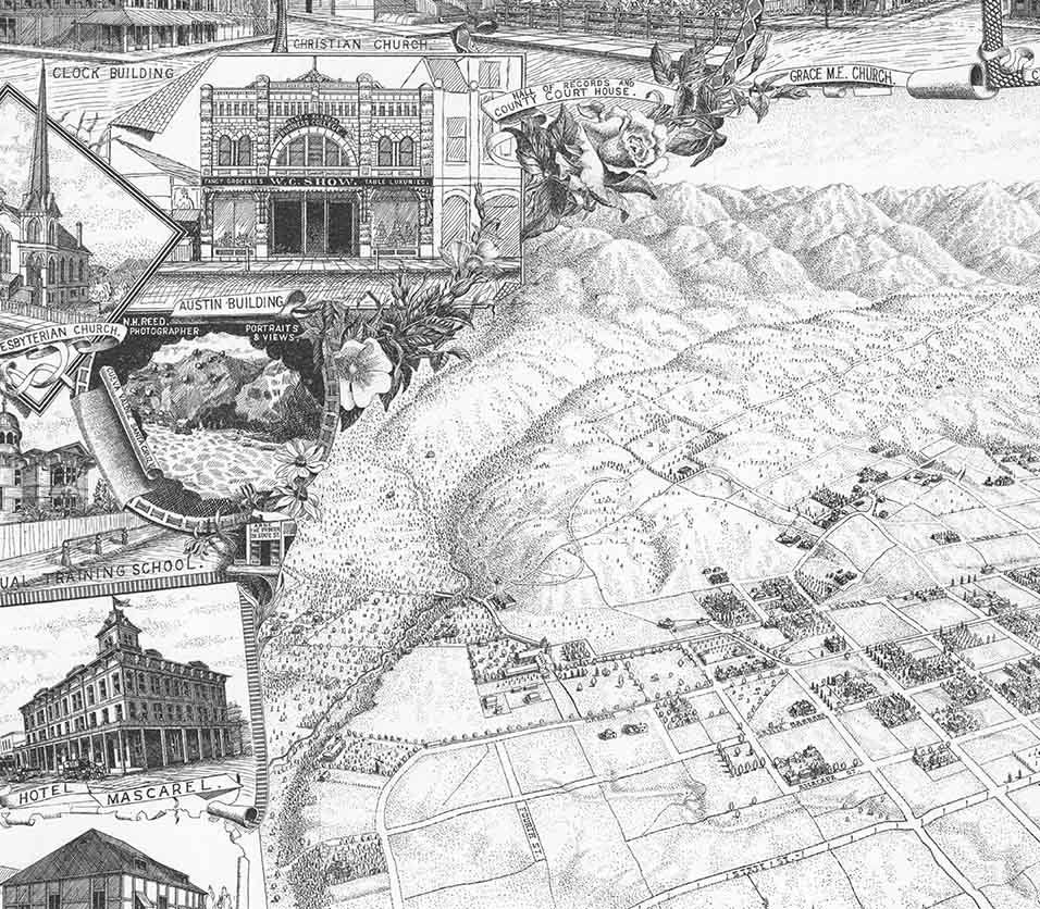 1898 Panoramic Map of Santa Barbara California