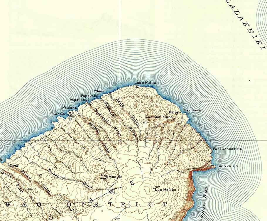 1929 Topo Map of Island of Kahoolawe Hawaii