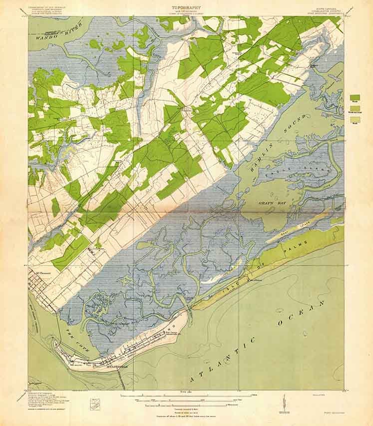 1919 Topo Map of Fort Moultrie South Carolina Quadrangle