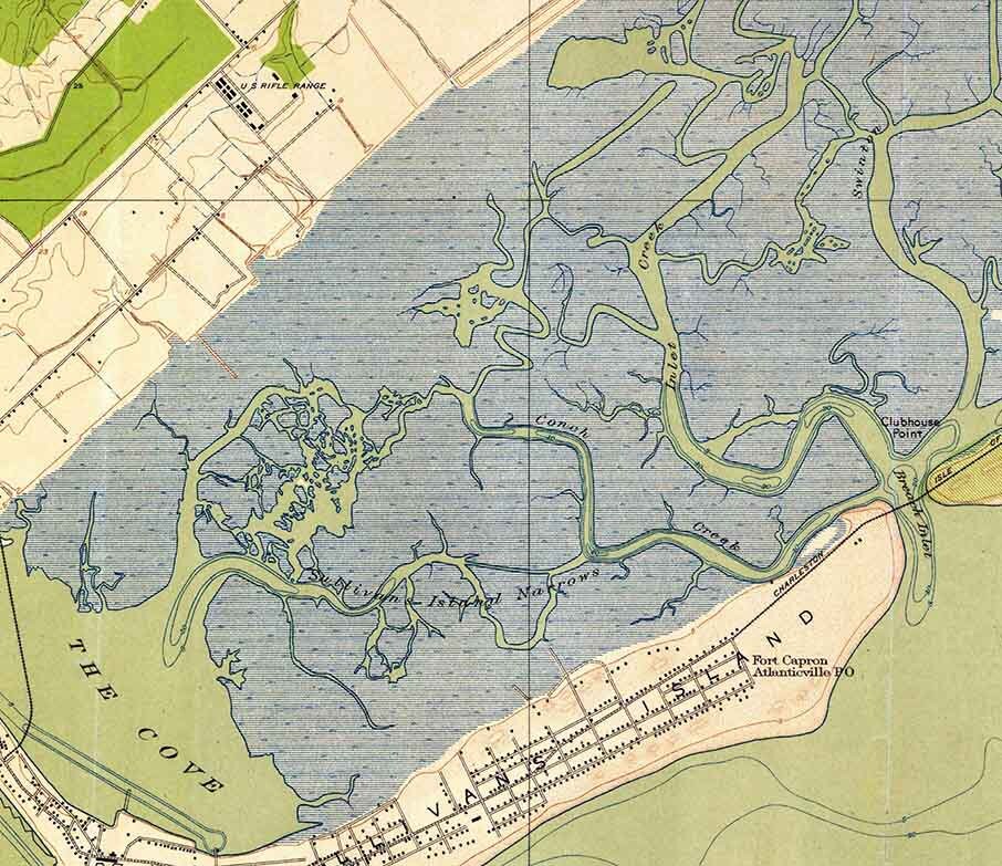 1919 Topo Map of Fort Moultrie South Carolina Quadrangle