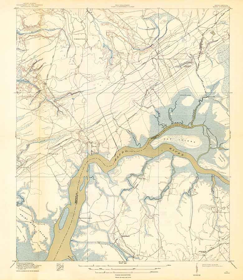 1919 Topo Map of Wando South Carolina Quadrangle