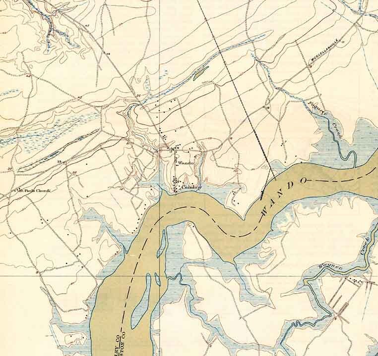 1919 Topo Map of Wando South Carolina Quadrangle