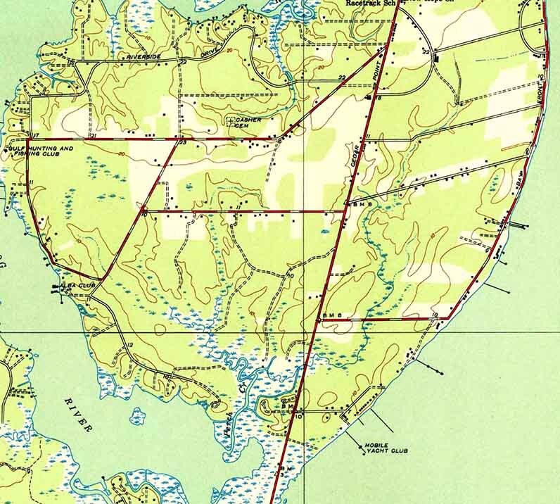 1940 Topo Map of Hollingers Island Alabama Quadrangle