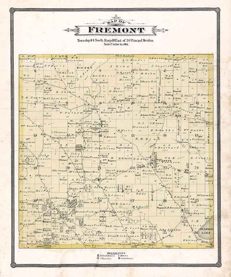 1885 Map of Fremont Township Lake County Illinois