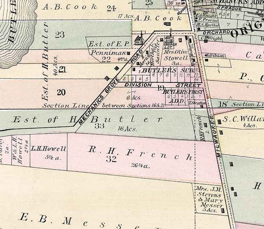 1885 Map of Libertyville Lake County Illinois