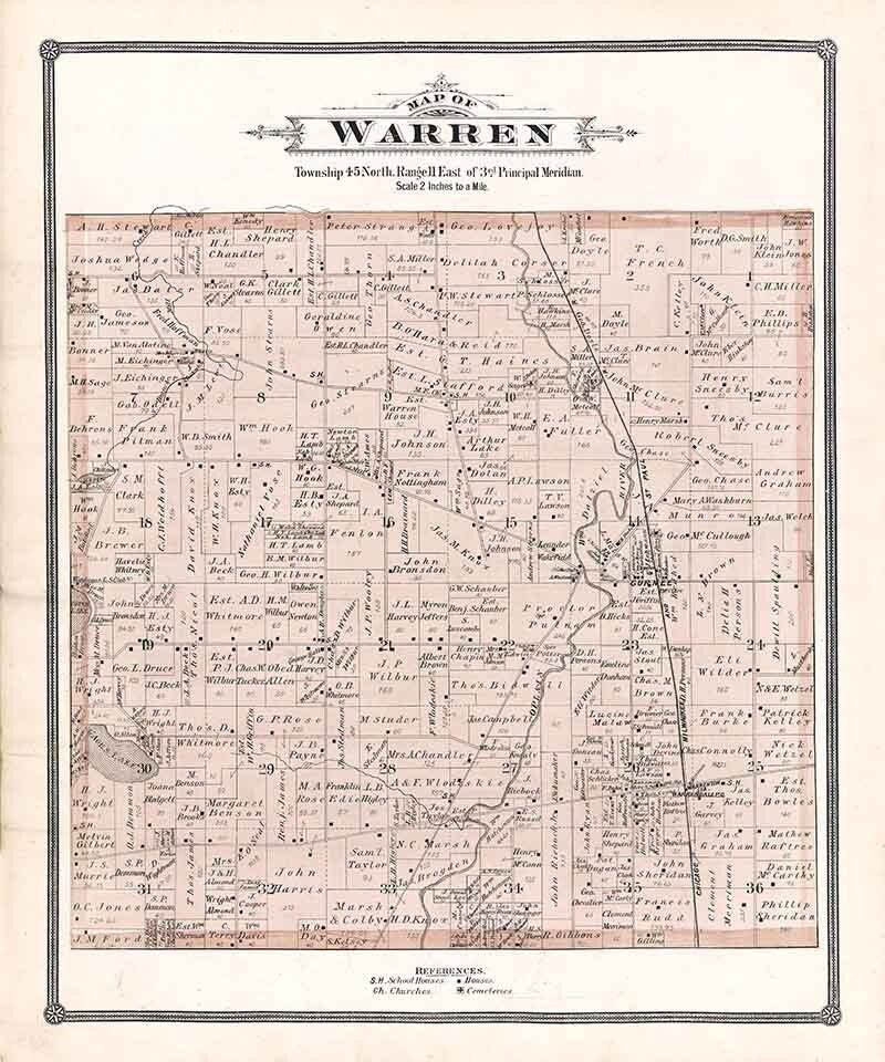 1885 Map of Warren Township Lake County Illinois