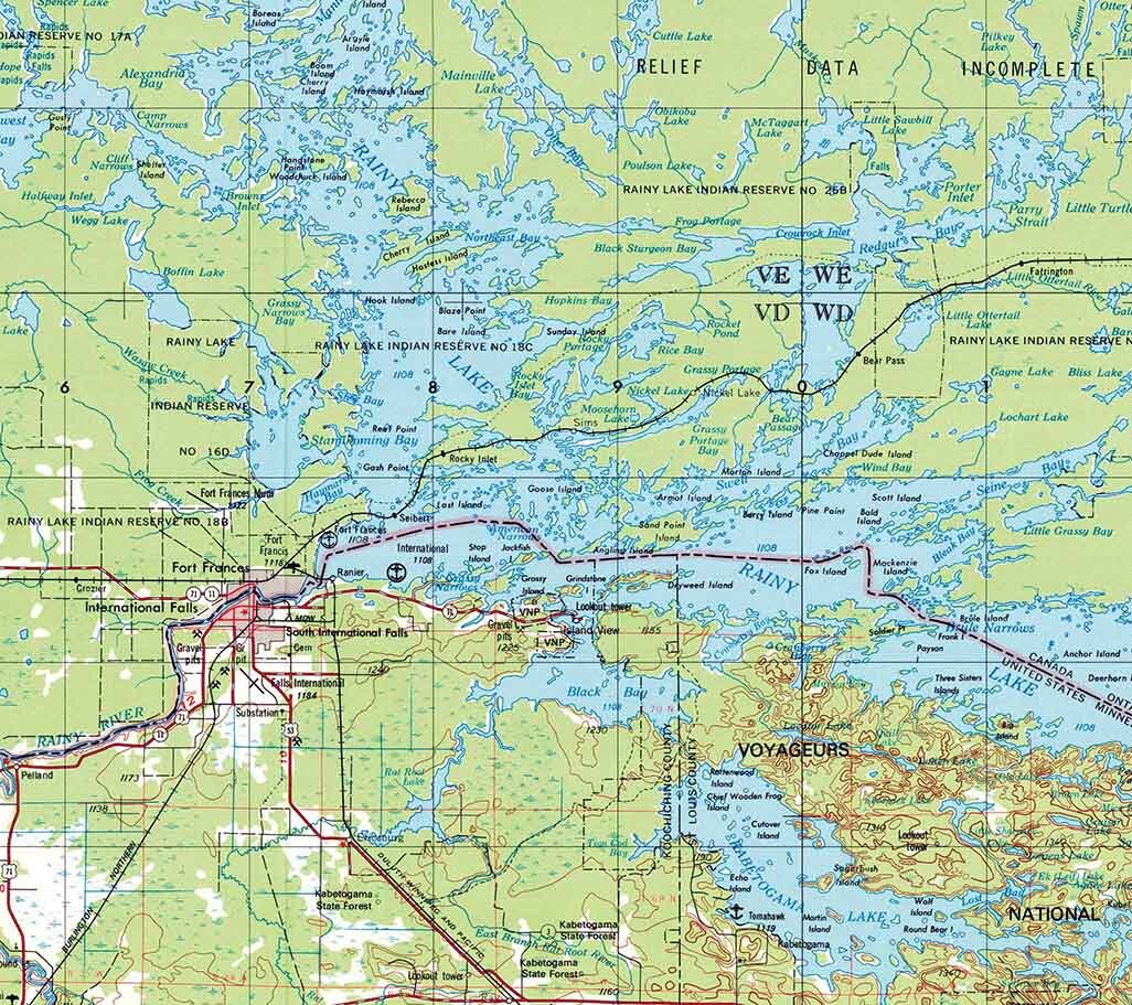 1954 Topo Map of International Malls Minnesota Quadrangle Koochiching County