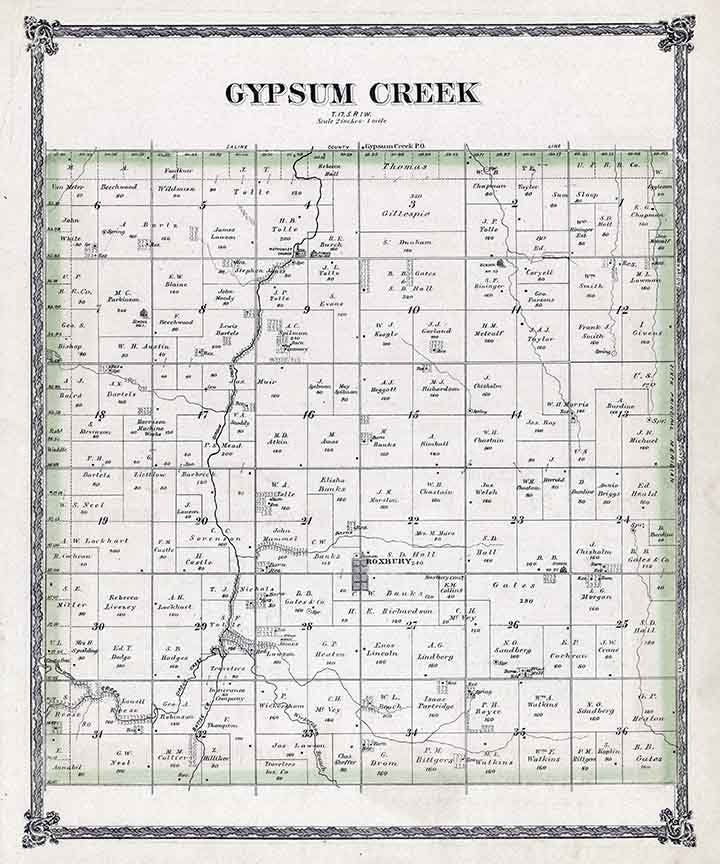 1884 Map of Gypsum Creek Township McPherson County Kansas
