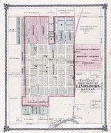 1884 Map of Lindsborg McPherson County Kansas