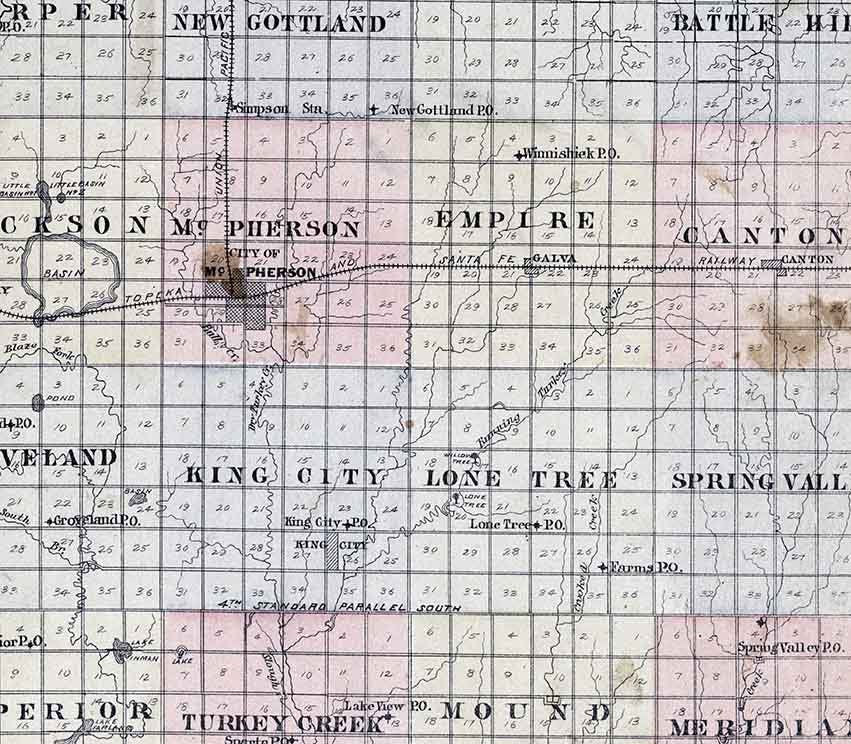 1884 Map of McPherson County Kansas