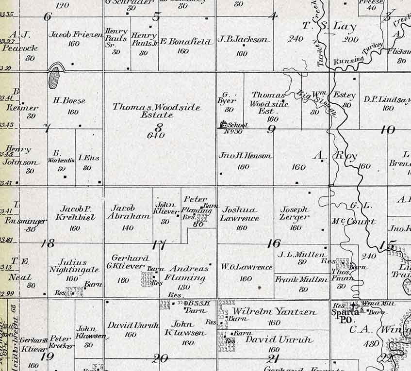 1884 Map of Turkey Creek Township McPherson County Kansas