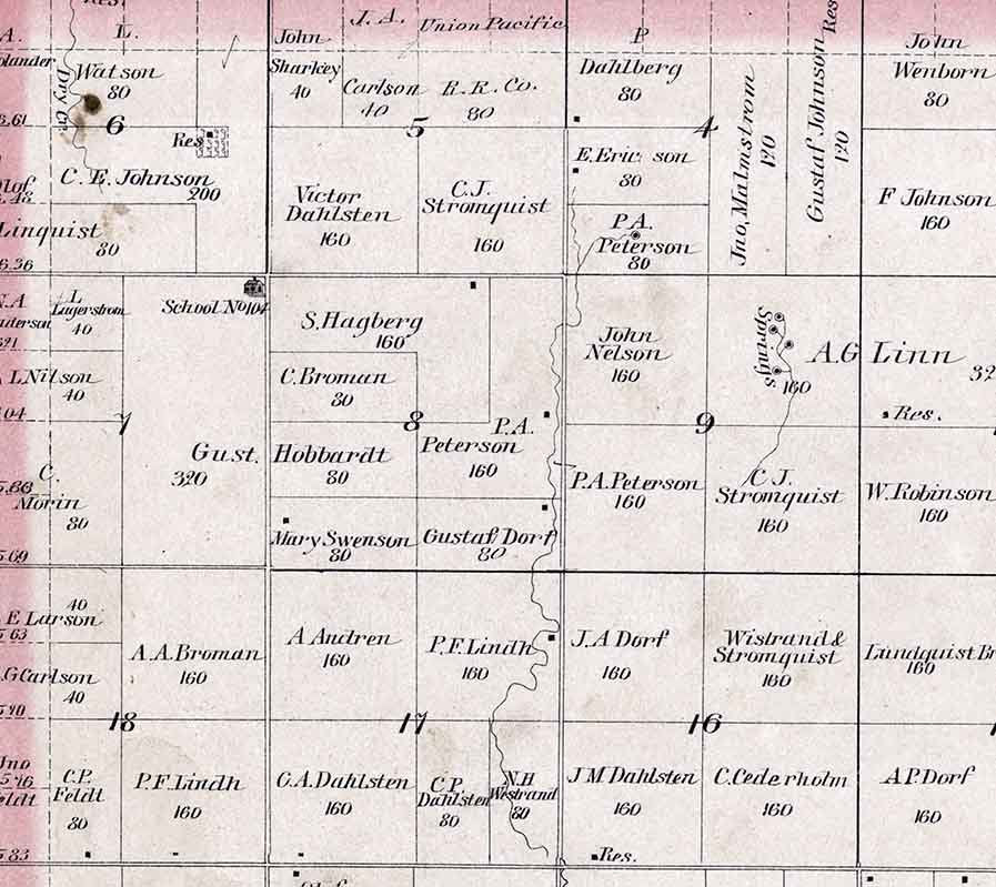 1884 Map of Union Township McPherson County Kansas