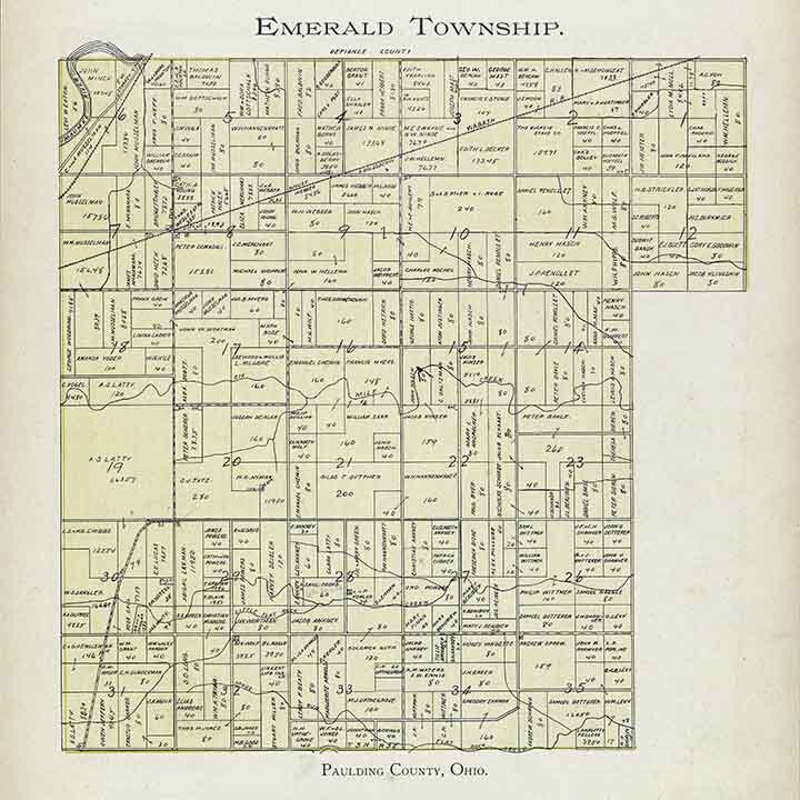 1905 Map of Emerald Township Paulding County Ohio