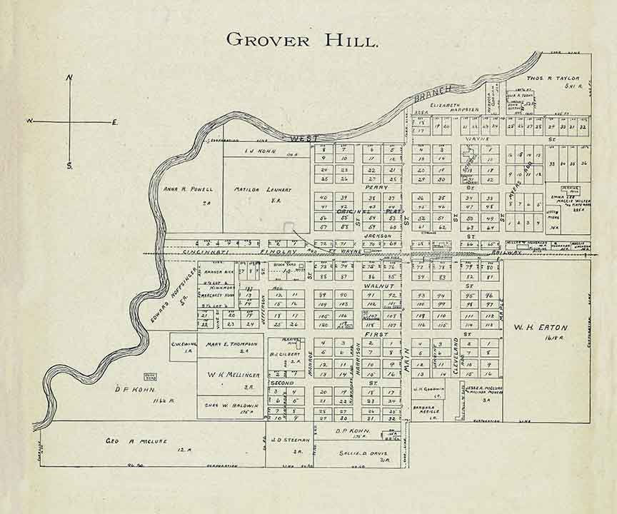 1905 Map of Gover Hill Paulding County Ohio